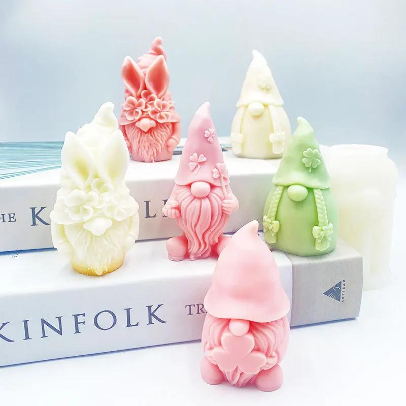 3d Dwarf Silicone Candle Mold Cute Santa Claus Portrait Crafts Resin Plaster Soap Molds Diy Chocolate Baking Tools Home Gifts