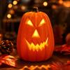 Halloween Świecąca -O'- Plastikowa Dekoracja Dyni, Straszliwa Twarz Dekoracja Stołowa do Wewnątrz na Zewnątrz Imprezy Werandy i Podwórka (Nie zawiera baterii)