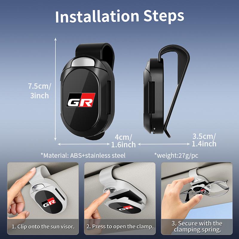 VCA2 Car-Mounted Eyeglass Holder Multi-Functional Sunshade Board Storage For Toyota Gazoo Racing TRD Corolla Yaris Chr Auris Rav4