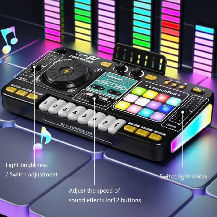 Interactive DJ Mixer Set Music Instrument Toy For Toddler Phone Connectivity 12 Sound Effects Musical Education Toy