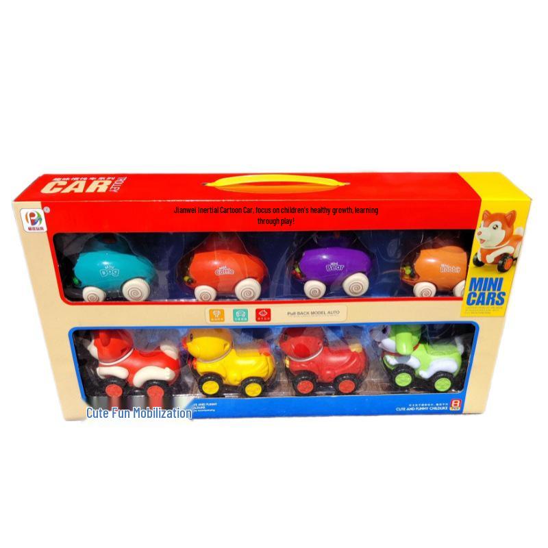 Inertial Cartoon Toy Car Set - 8-Piece Children's Simulation Gift Box