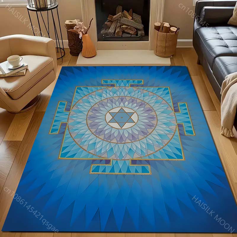 Mysteriöses Muster Sri Yantra Teppich für Wohnzimmer Schlafzimmer Sofa Fußmatte Dekor Kinder Spiel Heim Bereichsteppich Rutschfeste Bodenmatte