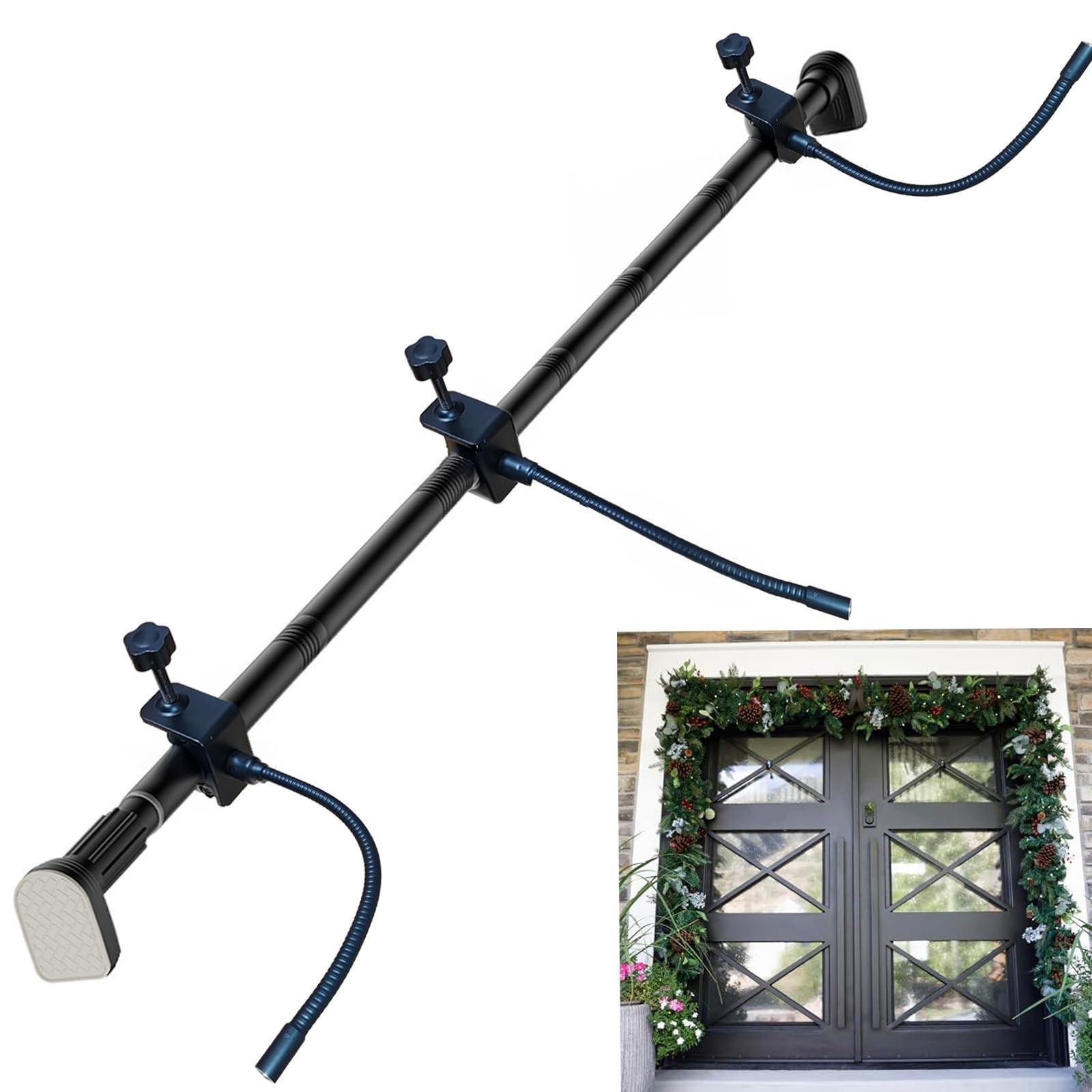 

Вешалка для гирлянд для передних дверей шириной в два створа | Сверхпрочный держатель рождественских украшений для венков, огней и гирлянд | Без винтов, сверление, G S чёрный