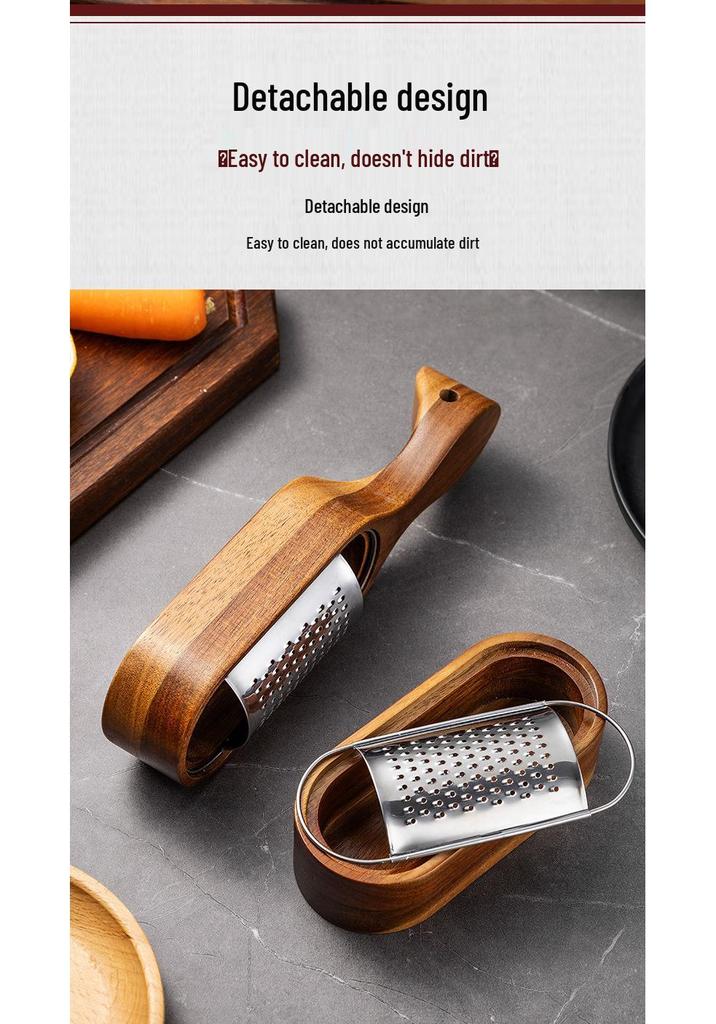 Acacia Wood Cheese Grater with Stainless Steel Storage Slicer Shredder