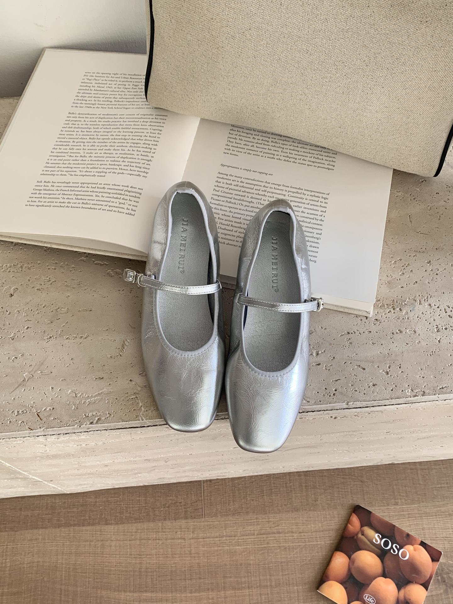 Niche retro French Mary Jane women s shoes fashion ballet flat bottom shallow mouth square head single shoes 35