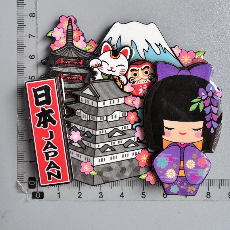 Japanese Refrigerator Sticker Tourist Souvenir Mount Fuji Cherry Blossom Rattan Thunder Door Lantern Fridge Magnets Gifts