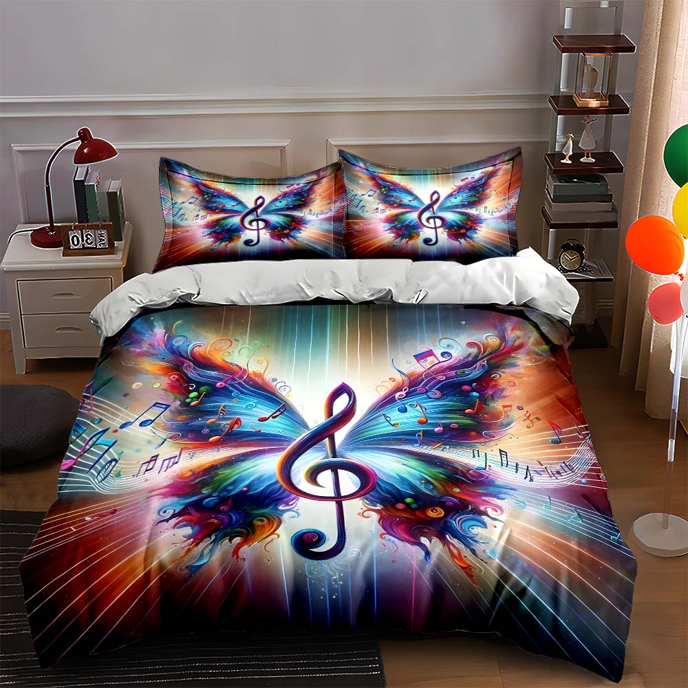 

Musical butterfly design Bedding Duvet cover sets Duvet covers Pillowcases gifts (1 * Duvet Cover 2 * Pillowcases, without duvet insert) 135x200cm