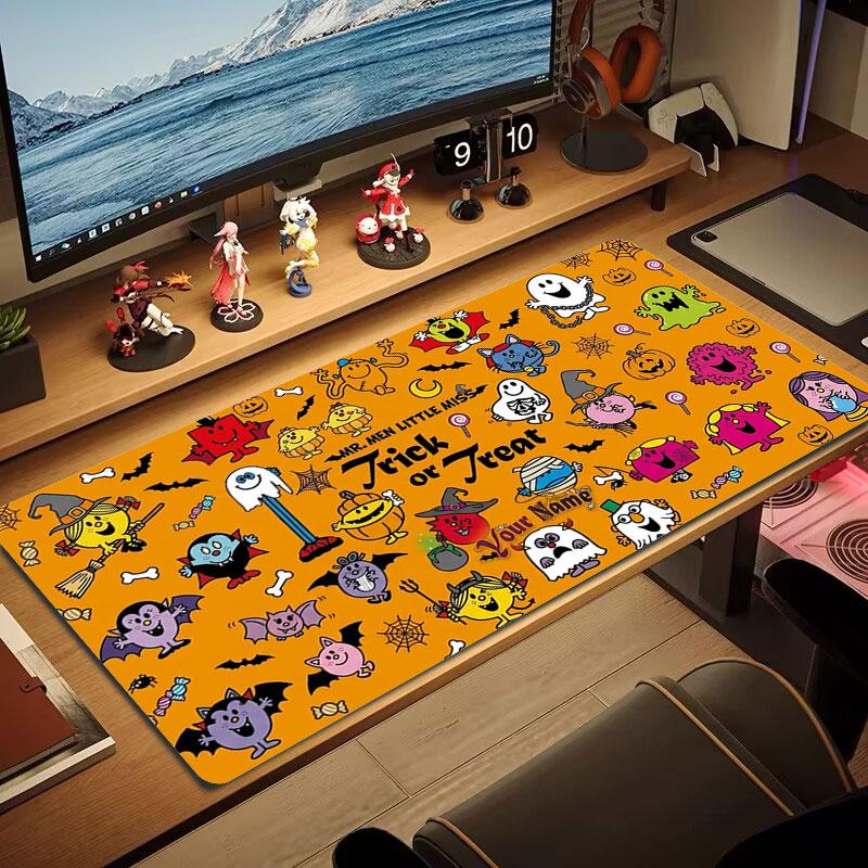 Mr. Men Little Miss Custom Name Large Size Mouse Pad Large Gaming Table Cushion Non-slip Laptop Tablet Big Mousepad XXL Mat Mini PC Playmat With Lock 