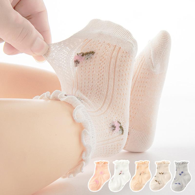 

5 Pairs/lot Baby Socks Summer Mesh Breathable Newborn Infant Short Socks Soft Cotton Thin Toddler Kids Ankle Socks 0-6Months