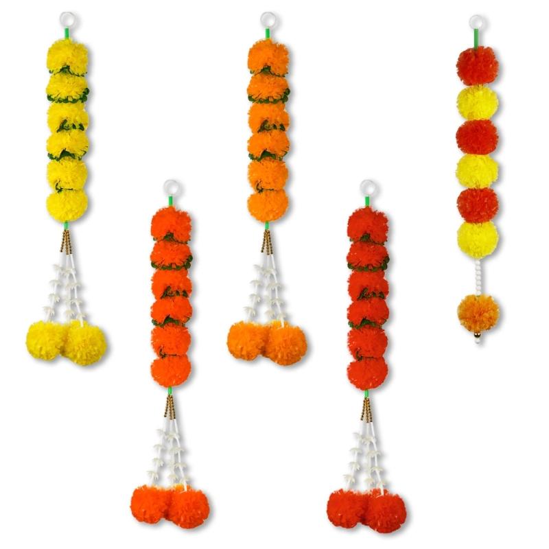 Marigold Hanging Ornament Artificial Marigold Garlands for Decorations Indian/American Wedding Mantles Party Decoration