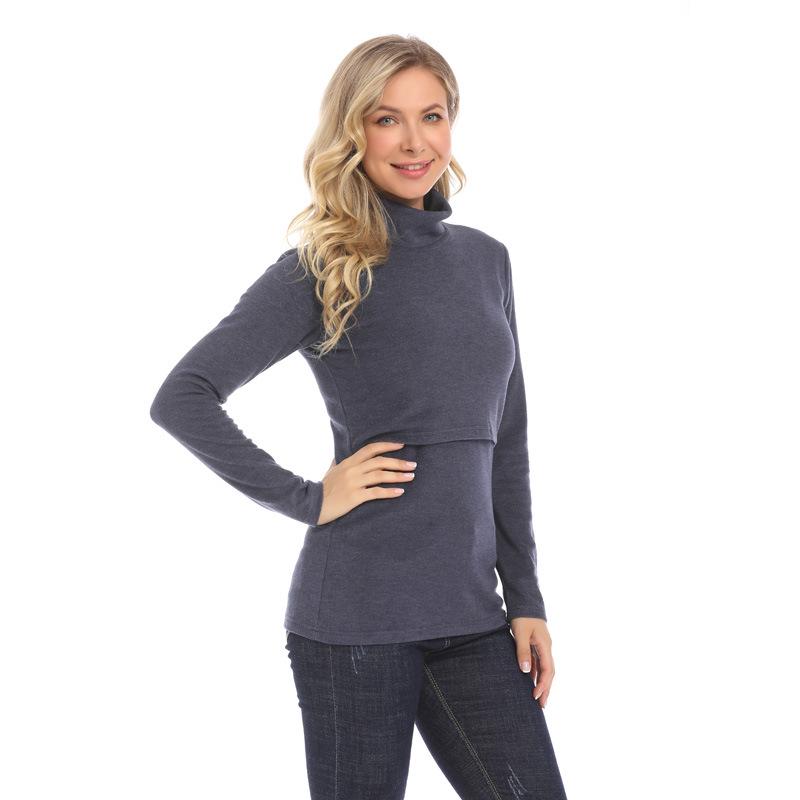 2025 Winter Maternity High-Neck Warm Base Layer Top - Trendy, Elastic & Nursing-Friendly