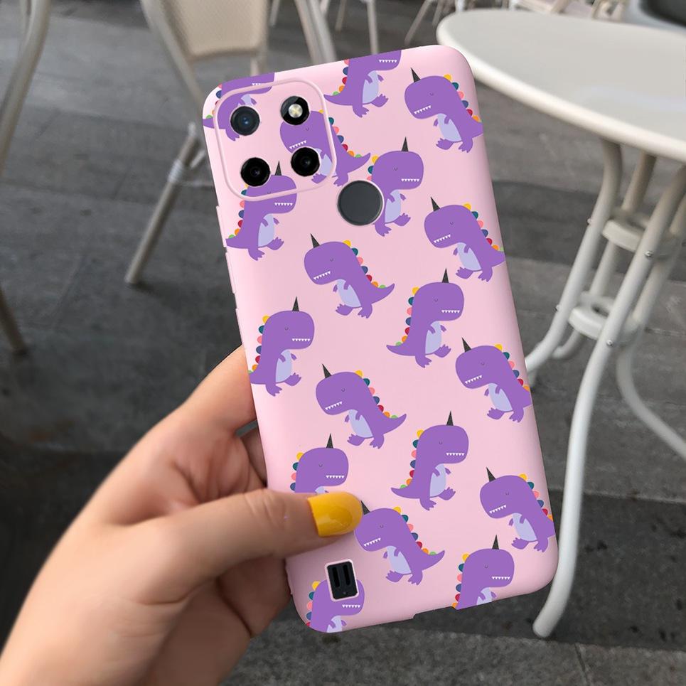 Dragon Cool Black Cases For Realme C25s C25Y Case Cartoon Animals Soft Silicone Matte Bumper On Realme C25Y C 25 Y S Candy Color