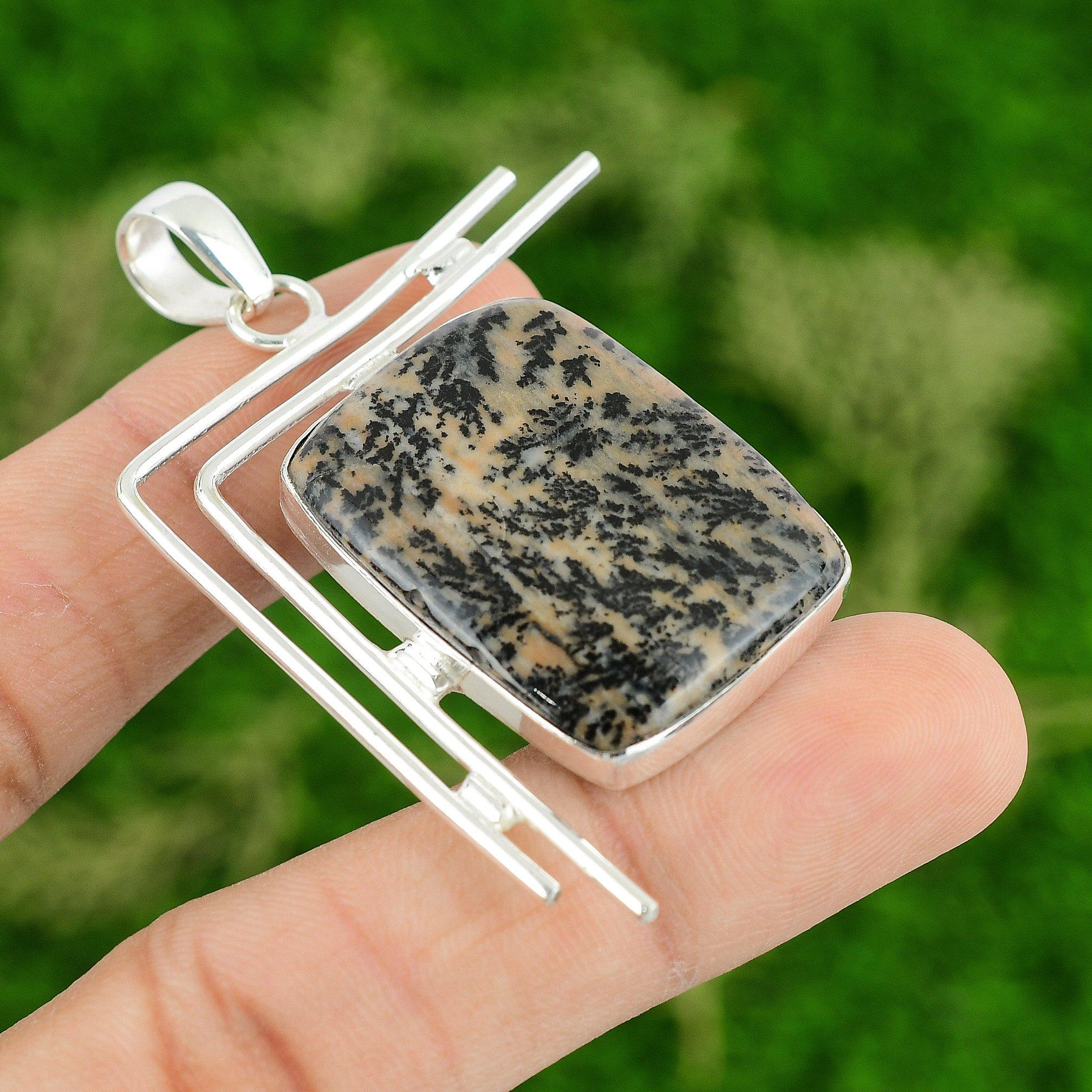 

Daughters Day Deal Sterling Silver Honey Dendrite Opal Gemstone Bezel Pendant