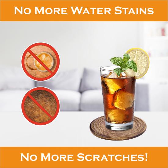 Divit Coasters Wooden for Drinks, Eco-Friendly, Absorbent, Antique Look Handcrafted Coasters (Apple)