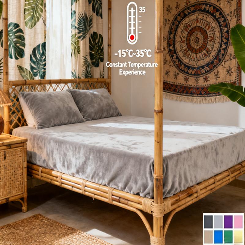 

Hot Fine Flannel Fitted Sheet Winter Warm Coral Fleece Mattress Protector Cover Soft Breathable Bed Cover Pillowcase King 180x200x30cm світло-сірий колір