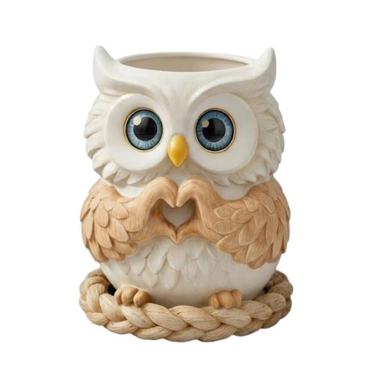 Милый Держатель для ручек в форме совы из смолы Настольный органайзер для карандашей Канцелярские принадлежности Очаровательный декор для стола Подарок учителям Ученикам A