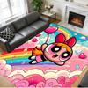 Anti‑Slip Crystal Velvet Floor Rug, The Powerpuff Girls Design Carpet for Indoor Living Bedroom Home Decoration