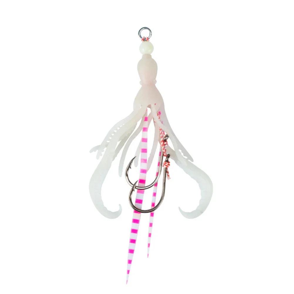 Soft Silicone Squid Skirt Lure 10.5CM Slow Jigging Assist Hook Glow Trolling Bait Saltwater Sea Pesca Fishing Bait