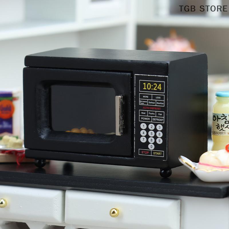 1:12 Black Miniature Microwave Oven Dollhouse Furniture Home Model Decor Toy Doll House Accessories