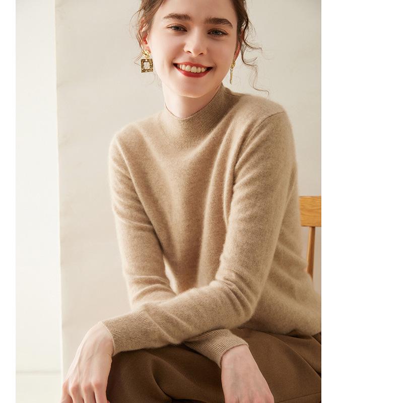 Women's Cashmere Sweater: Half-High Neck, Pullover, Soft & Comfortable, Warm Luxury Knitwear