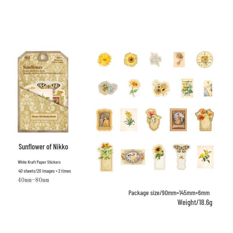 Retro Floral Diary Stickers: 6 Styles - The Old Stories Collection