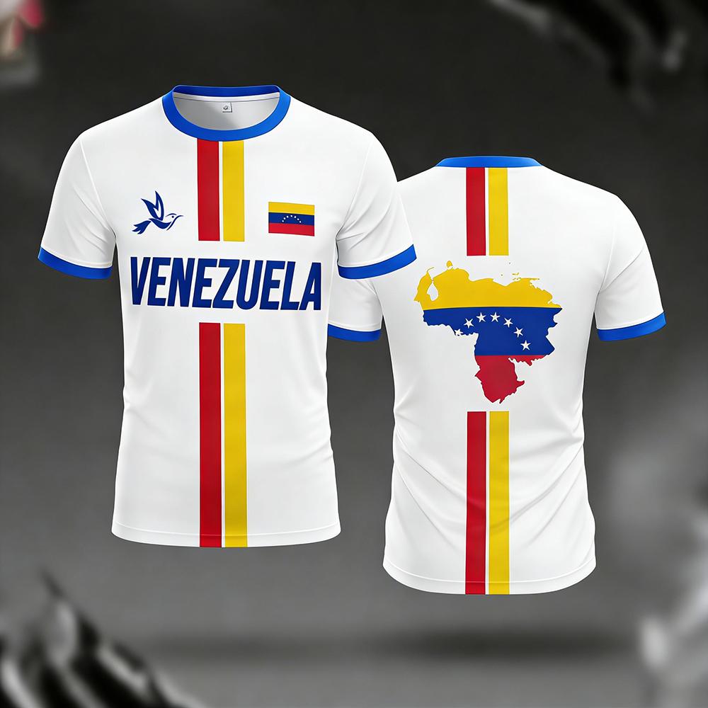 Venezuela Flag Print Jersey Summer Men's Football Training Apparel Youth Outdoor Sports Breathable Quick Drying Sports T-shirt