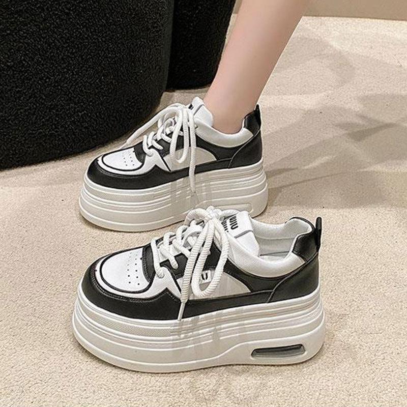 Little white shoes mesh breathable women's shoes lightweight and versatile casual muffin shoes women's 2025 autumn new super thick sole height increas