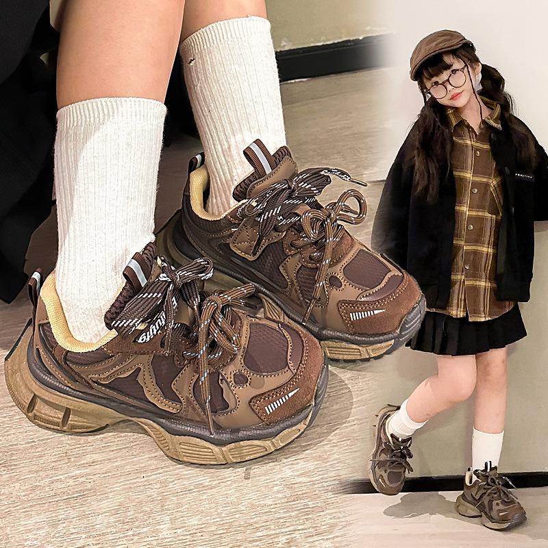 Children's Sports Shoes 2025 Autumn and Winter New Boys' Running Shoes Fashion Girls' Dad Shoes Velvet Two Cotton Casual Shoes