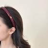 Korean Style Leather Burgundy Thin Hair Hoop High Skull Headband Women's Autumn and Winter Hair Pressure Headband High-end New Style