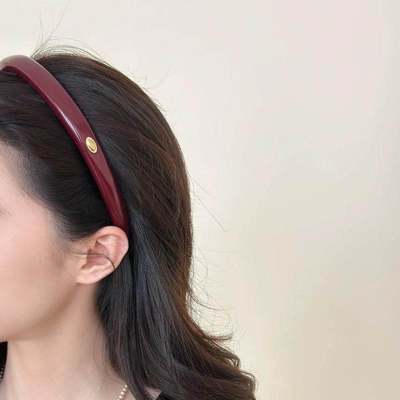 Korean Style Leather Burgundy Thin Hair Hoop High Skull Headband Women's Autumn and Winter Hair Pressure Headband High-end New Style