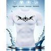 Mens Black Compression Short Sleeve T-Shirt White Tribal Skull With Wings Graphic Breathable Quick Dry High Elasticity Gym And MMA Athletic Top