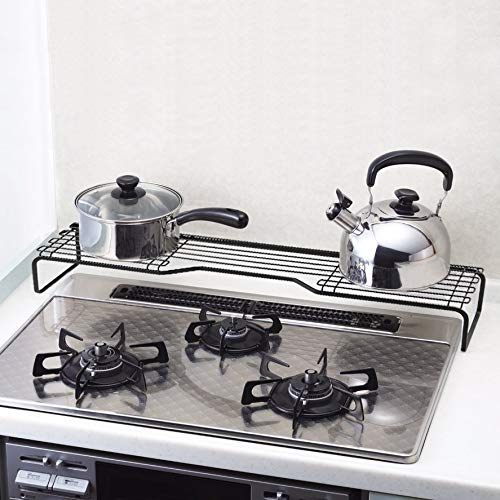 Pearl Metal BLKP Stovetop Rack, Limited Edition, Black, 75cm Wide, Over-the-Exhaust, Kitchen Storage, BLKP Black, AZ-5053