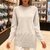 Women's Fashion Casual Solid Color Round Neck Long Sleeve Sweater Top
