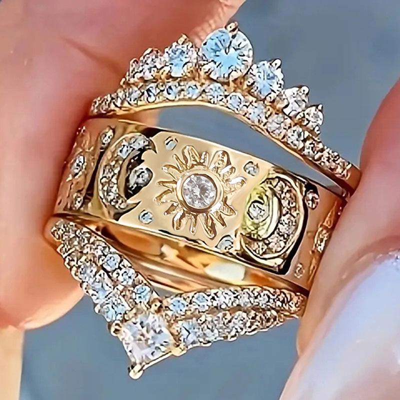 Classic Copper Alloy Zircon Ring Ladies Jewelry Wedding Promise Party Gift