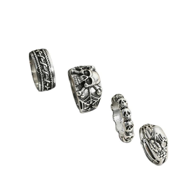 Retro Punk Skull Hollow Out Unisex Stackable Ring - European & American Style