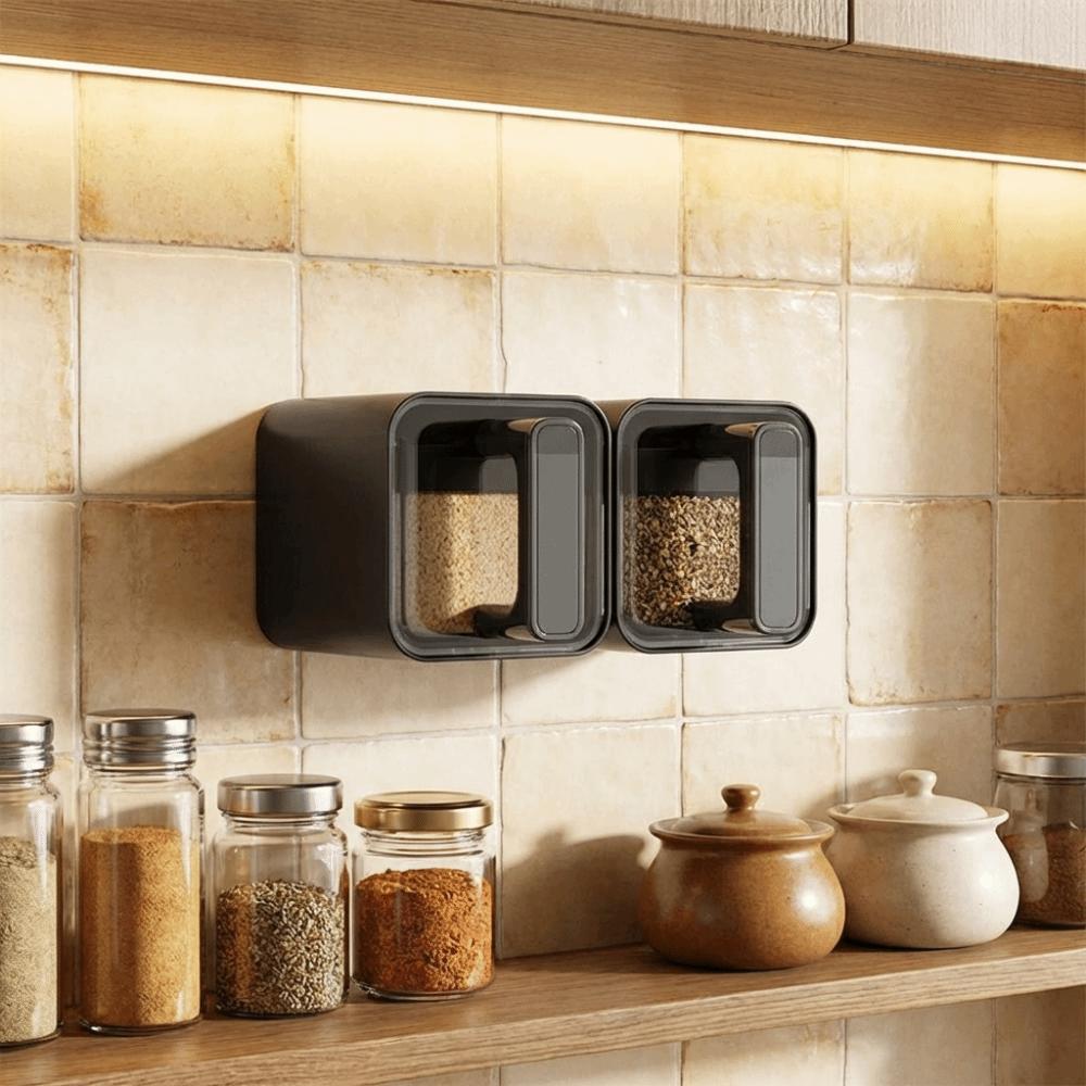 No Punch Spice Storage Rack Wall-Mounted Kitchen Seasoning Jar Easy Installation Salt Jars  Cooking