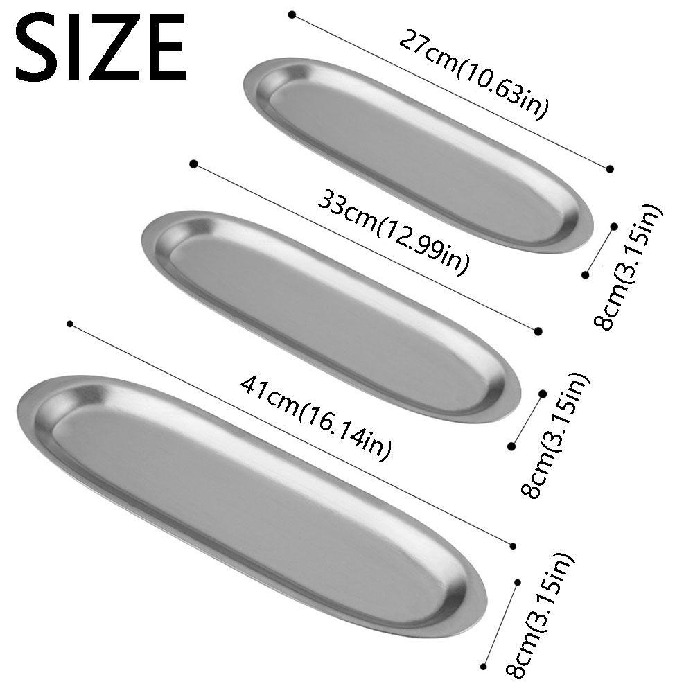 Stainless Steel Sushi Plate Long Plate Beef Ball Plate Easy Clean Picnic BBQ Plate  Kitchen Use