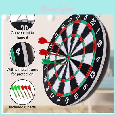 17 Inch Large Double-sided Dartboard Set Fiberboard Material Perfect For Family Fun
