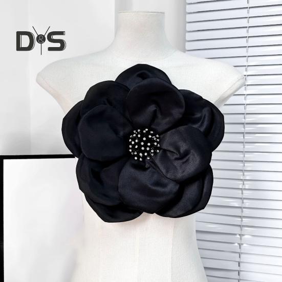 

3D Цветочный корсаж Аппликация Стразы Декор Свитер Платье Блузка Декор DIY Шитье Патч Одежда Аксессуары Свадебная Одежда Украшения чёрный