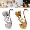 Swan Dinnerware Set Zinc Alloy Gifts 6 Forks Swan Base Utensils Flatware for Tea Fruit Kitchen Banquet Countertop