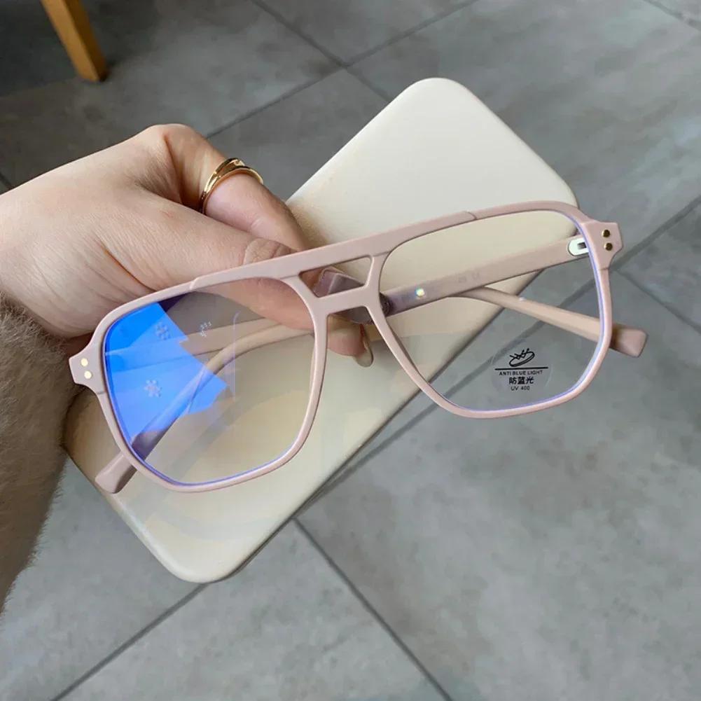 Fashion Square Double Beam Women Glasses Frame Clear Anti-Blu-Ray Eyewear Retro Men Optical Frame Computer Protection Goggles