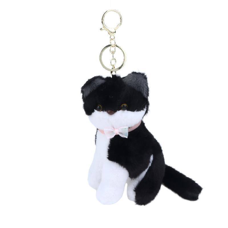 Cute Realistic Cat Plush Keychain Soft Fluffy Adorable Kitten Charm Lightweight Bag Pendant for Teen Girls Gift
