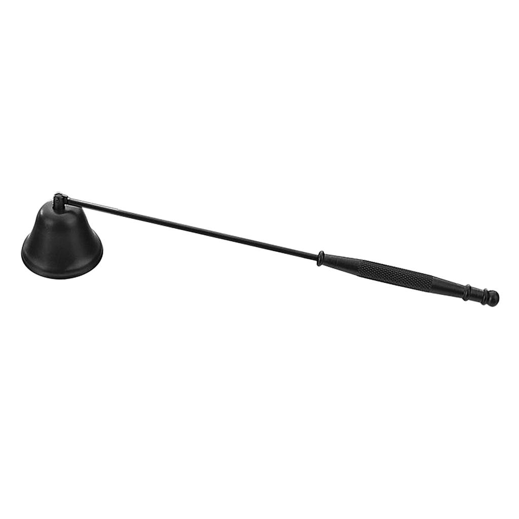 Štýlový zvoncový hasák na sviečky pre budhistické oltáre, dlhá rukoväť, železo, čierny