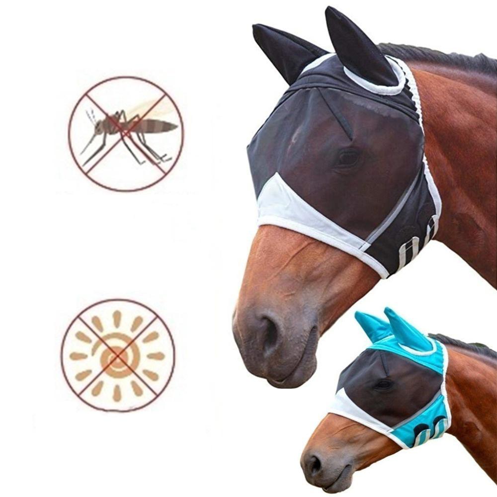 Breathable horse mask anti-mosquito repellent horse head cover horse face anti-mosquito cover elastic horse flight mask protection
