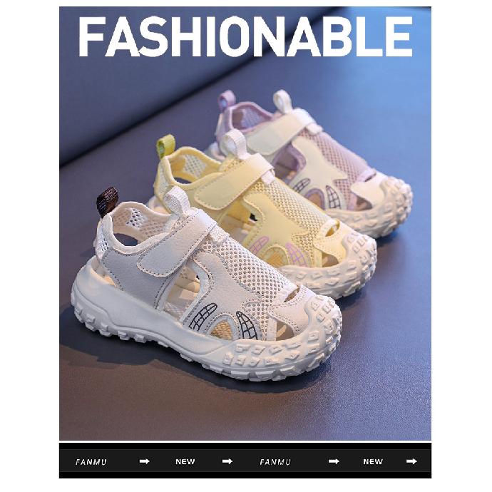 Children's Mesh Hollow Sports Shoes Sandals Summer New Mesh Boys' Solid Color Girls' Tire Sole Kids' Shoes