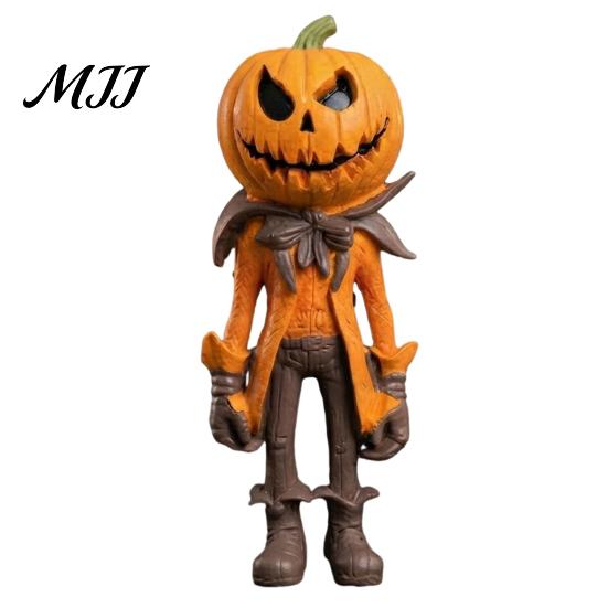 Halloween Pumpkin Man Figurine Figurine, Resin Figure, Classic Ghost Spooky Gentleman Statue for Office Face Desktop Ornament Home Tabletop Decoration