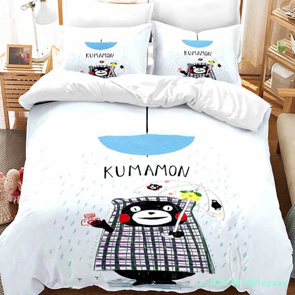 3D Print Kawaii Cartoon Comics Kumamon Bedding Set Double Twin King Duvet Cover Comforter Pillowcase Boys Girls Adults Bedroom