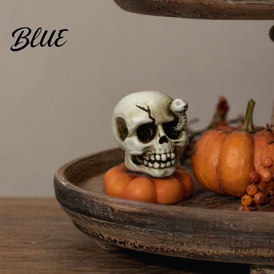 Halloween Party Supplies Spooky Figurine Small Resin Rotating Ghost Skull Pumpkin Gravestone Indoor Ornaments Statue Collectible Tabletop