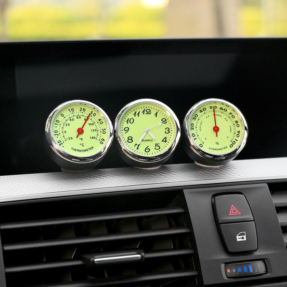 Luminous Clock Thermometer Hygrometer Automobile Car Dashboard Decoration Ornaments Automotive Watch Car Styling Accessories