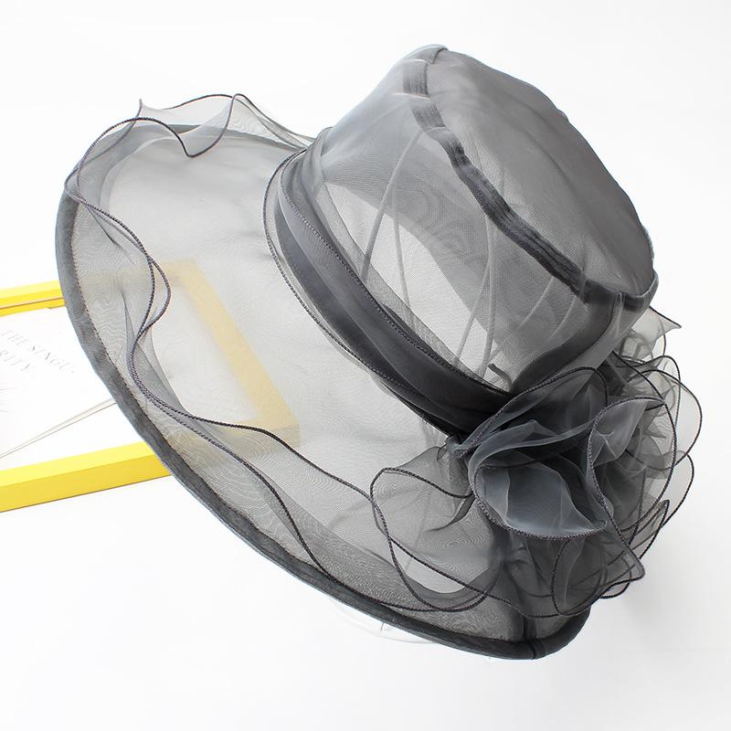 Hat Female Summer Hepburn Eugen Flower Vacation Beach Sunscreen Shade Flat Top Sun Hat Big Brim